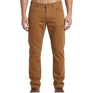 Cult of Individuality Hagen Relaxed Jeans 38x34 Brown Japanese Denim Distressed